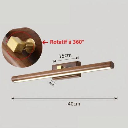 Applique murale LED allongée en bois, pour intérieur | Tête orientable