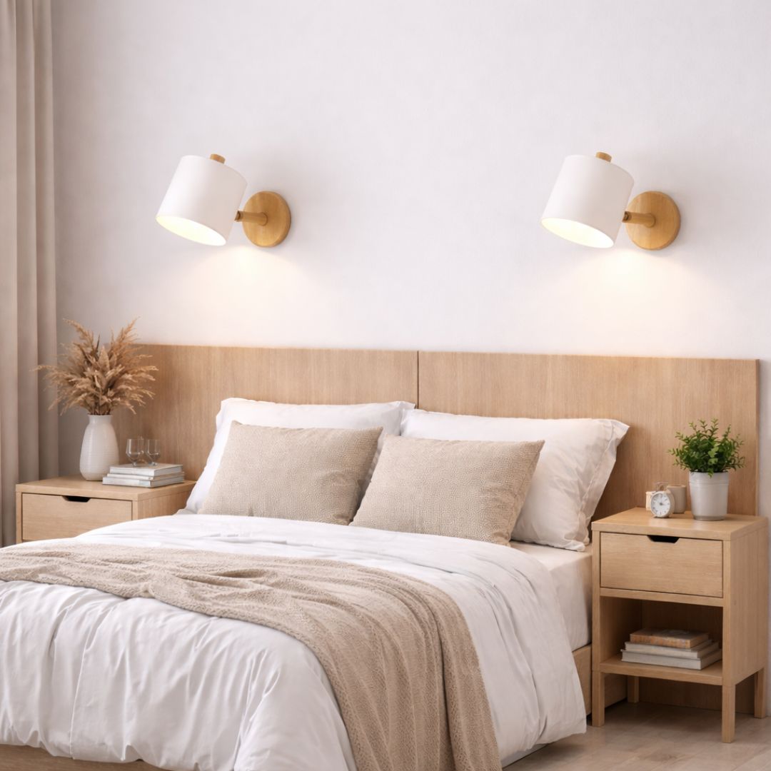 Applique murale intérieure, Bois Scandinave | Abat - jour réglable