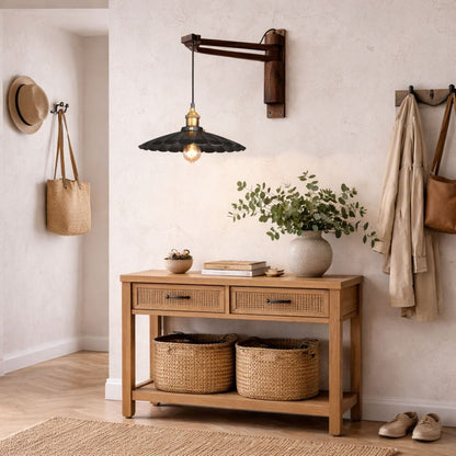Applique murale bois pour intérieur | Bras pivotant & abat jour métal