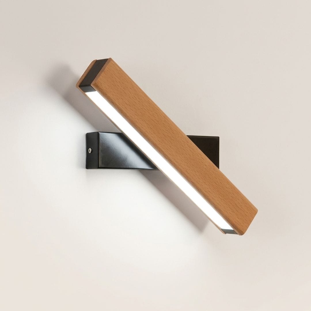 Applique murale bois massif — Tête orientable LED style moderne