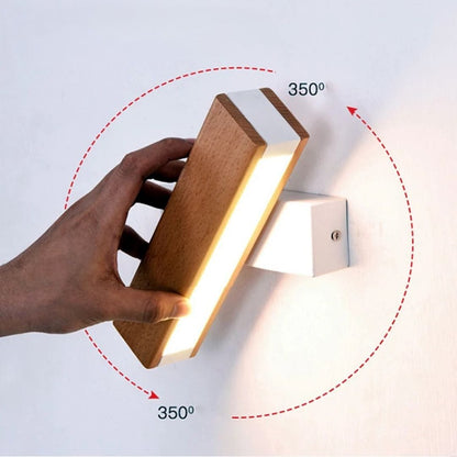 Applique murale bois massif moderne | Tête orientable, LED