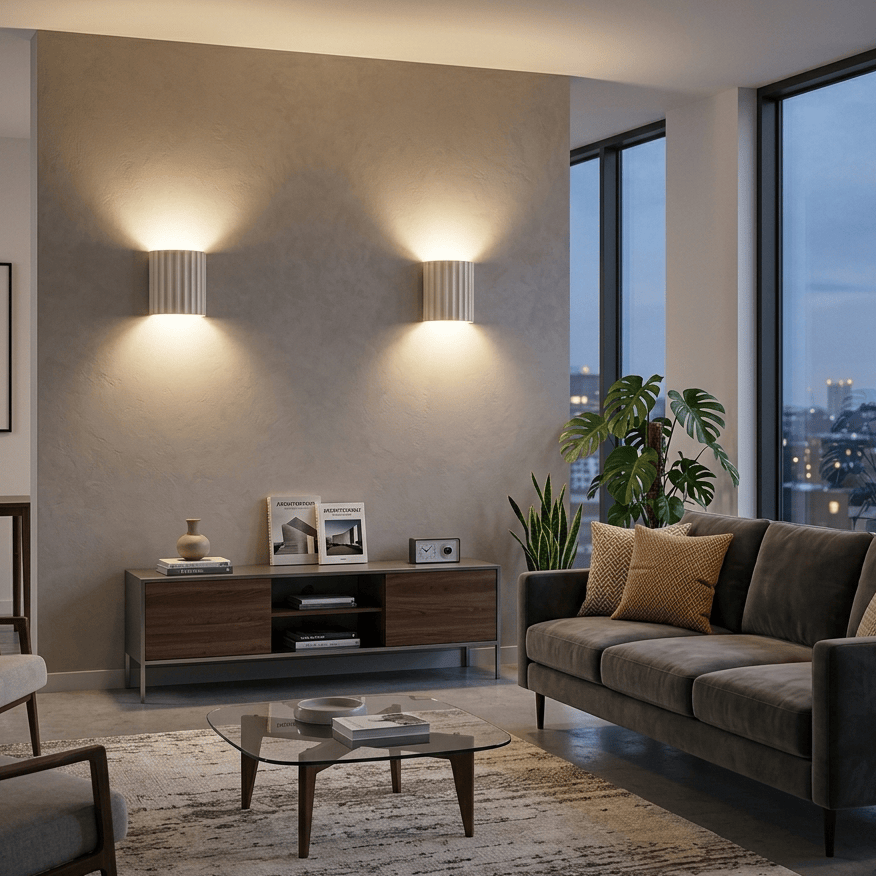 Applique murale chambre salon intérieur, résine cannelée | Double éclairage haut bas, style nordique moderne
