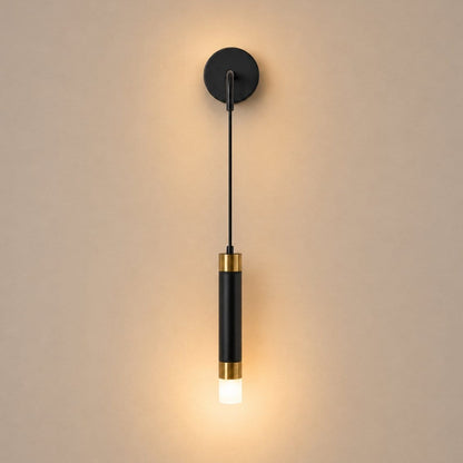 Applique murale dorée laiton brossé, tube LED suspendu liseuse orientable | Chambre tête de lit hôtel intérieur