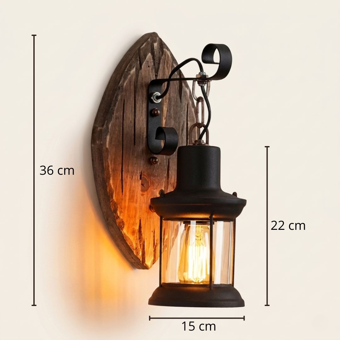 Applique murale intérieure bois vintage | Lanterne industrielle rétro