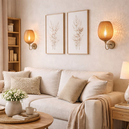 Applique murale rotin & bambou tressé | Intérieur bohème naturel