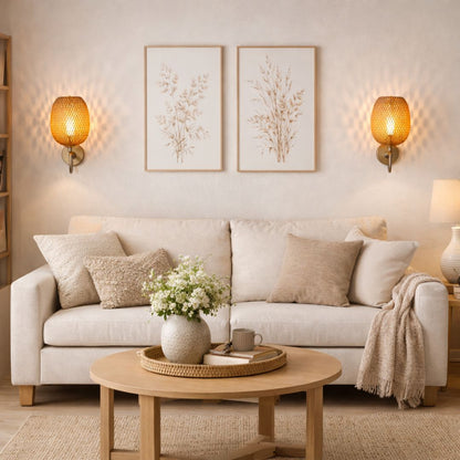 Applique murale rotin & bambou tressé | Intérieur bohème naturel