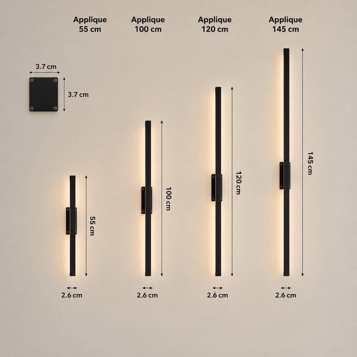 Applique murale extérieure étanche, barre LED aluminium IP65 | Bande lumineuse pour terrasse, jardin façade