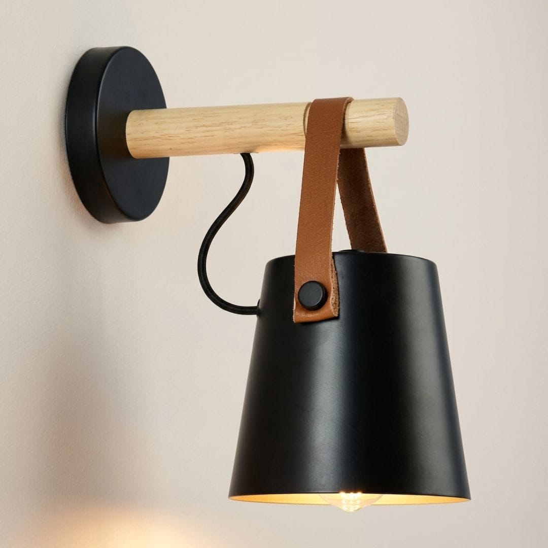 Applique murale intérieur Scandinave, bois naturel | Câblage apparent