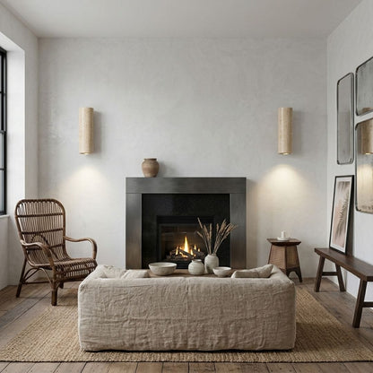 Applique murale pierre naturelle LED | Design Wabi-Sabi, intérieur salon & chambre