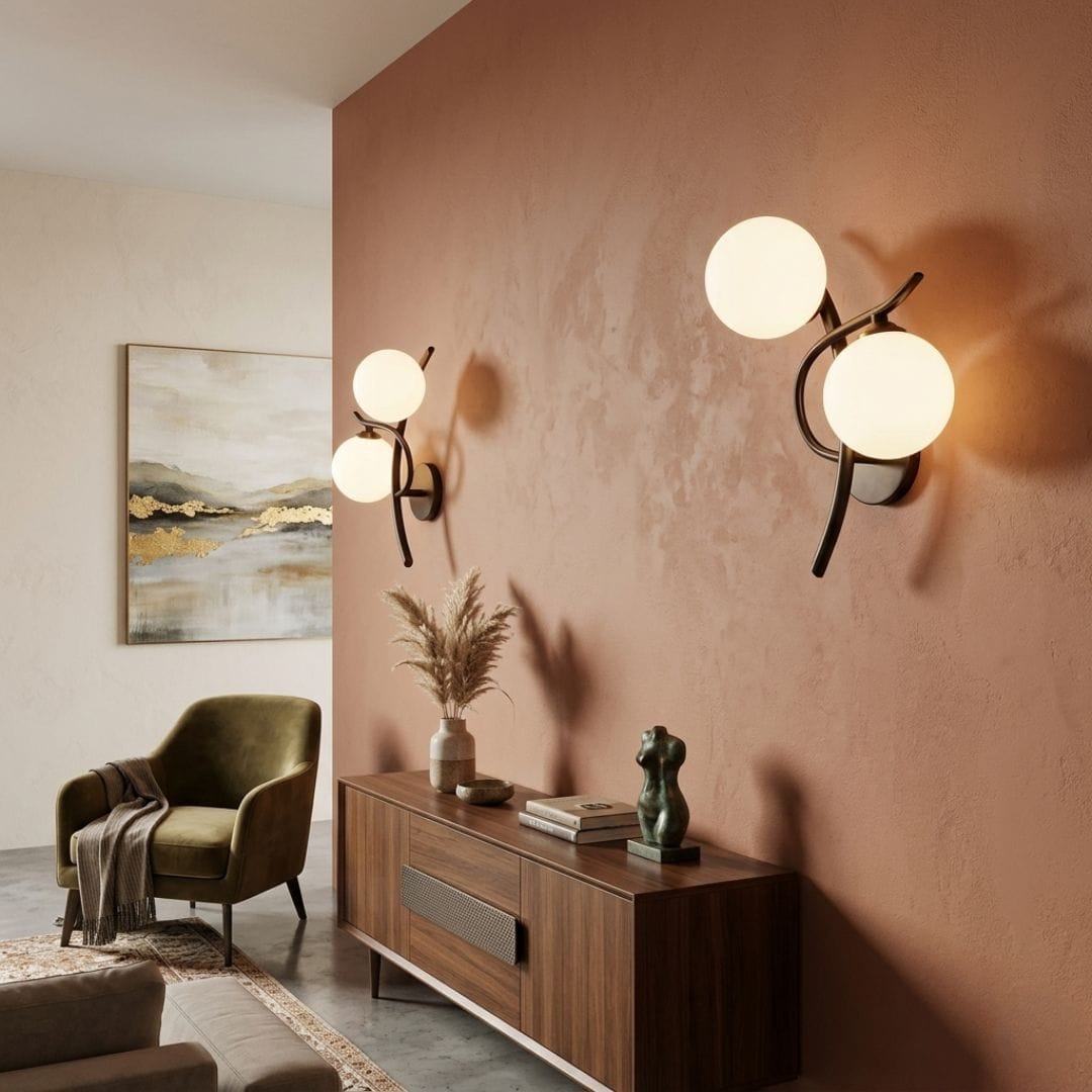 Applique murale boule de verre, intérieur moderne | Double globe LED