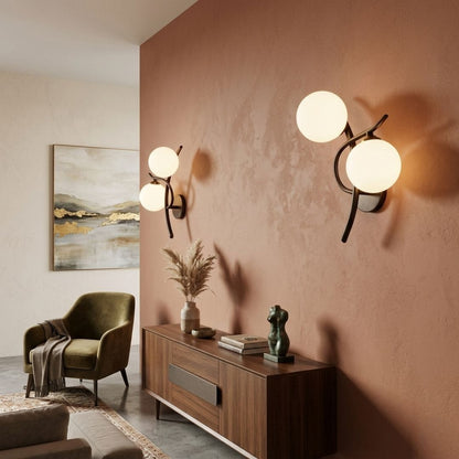 Applique murale boule de verre, intérieur moderne | Double globe LED