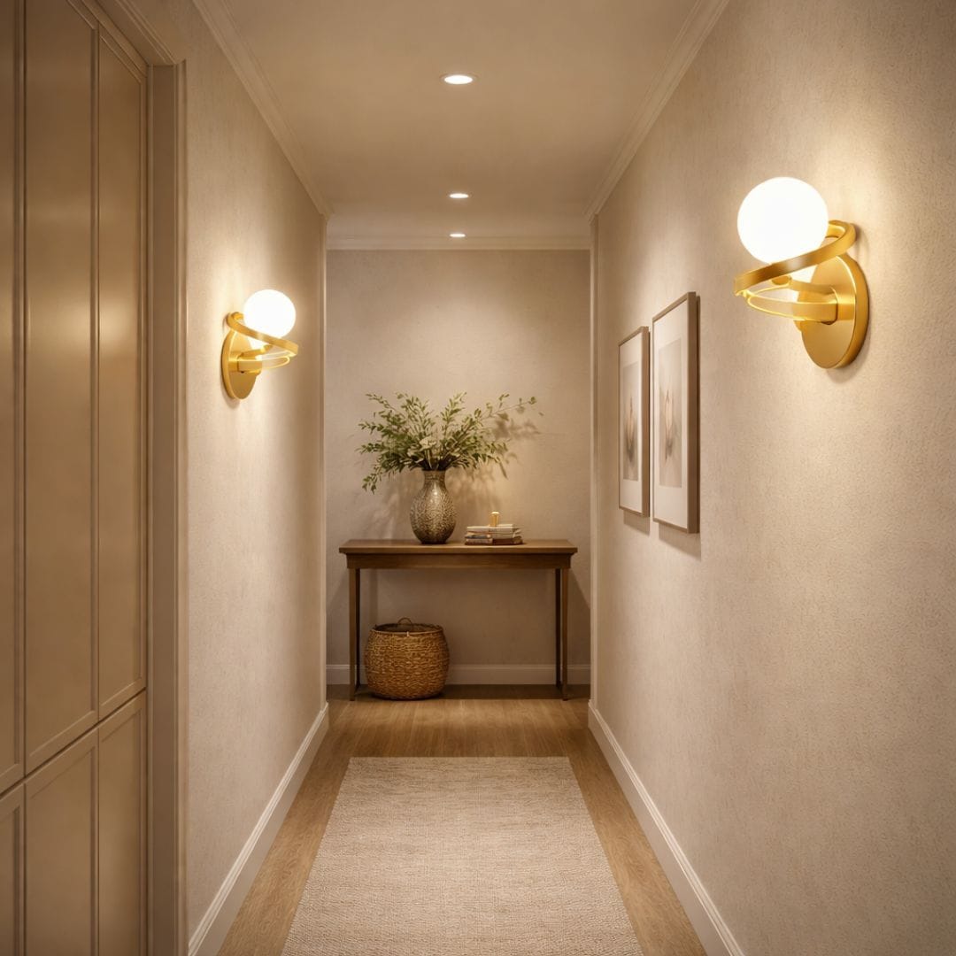 Applique murale verre dépoli LED | Corps métal, intérieur, escalier, salon