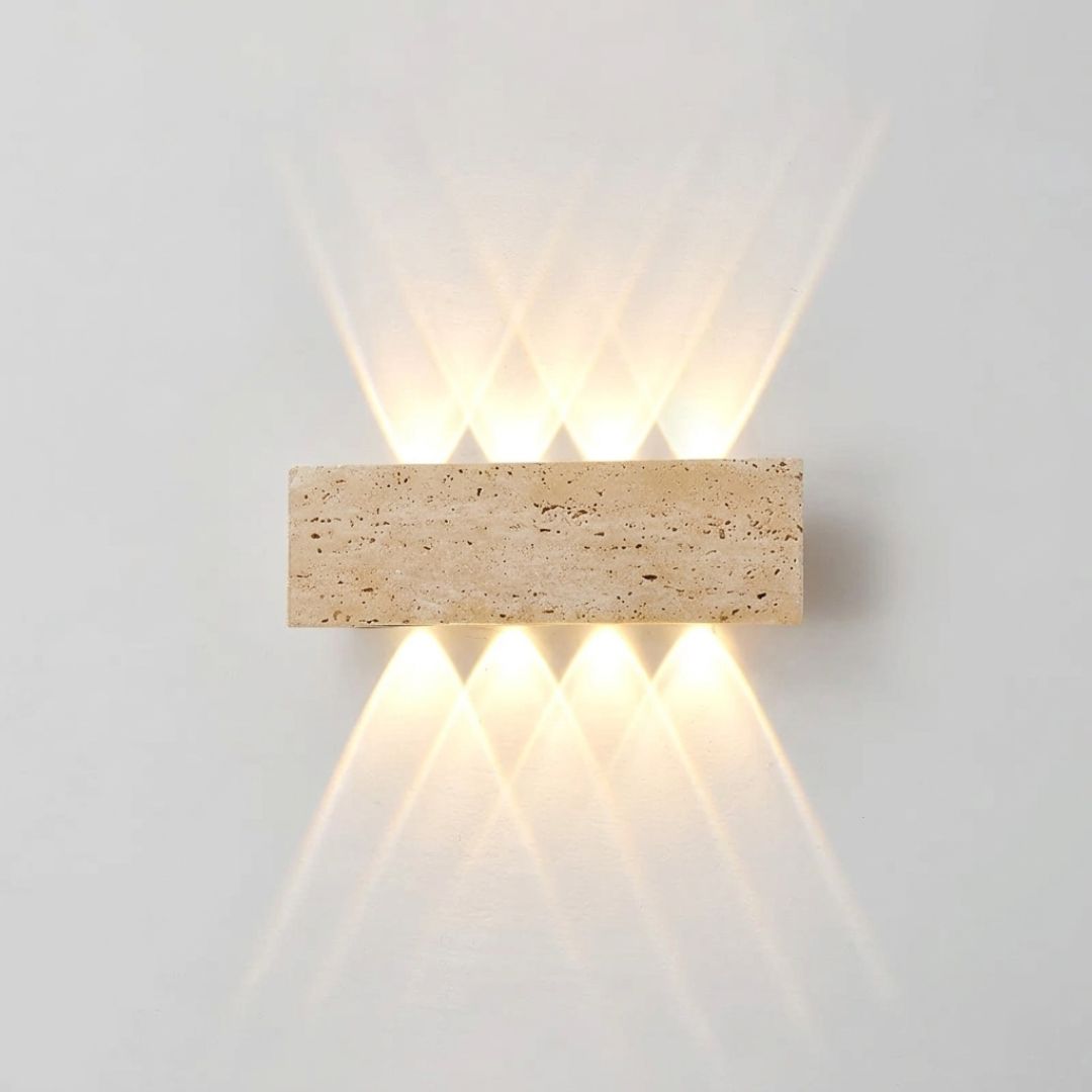 Applique murale pierre naturelle claire, LED | Extérieur et Intérieur