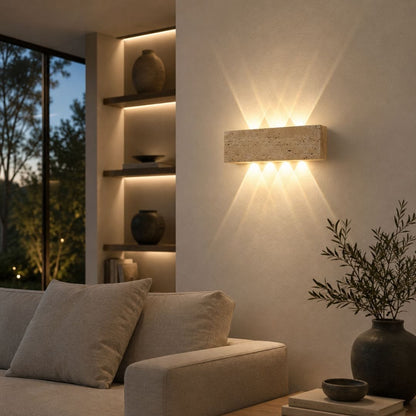 Applique murale pierre naturelle claire, LED | Extérieur et Intérieur