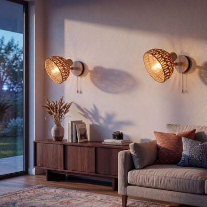 Applique murale rotin tressé, intérieur | Style maison de campagne