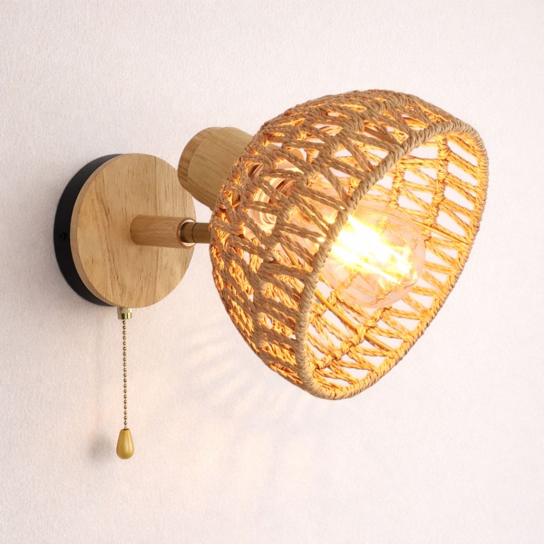 Applique murale rotin corde chanvre — Style campagne tressé