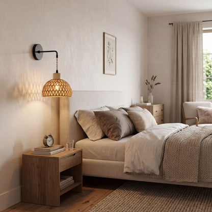 Applique murale rotin tressé, intérieur | Style maison de campagne