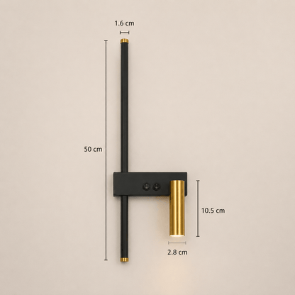 Applique murale tête de lit, liseuse orientable barre LED métal noir laiton |  chambre, bureau design moderne