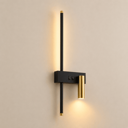 Applique murale tête de lit, liseuse orientable barre LED métal noir laiton |  chambre, bureau design moderne