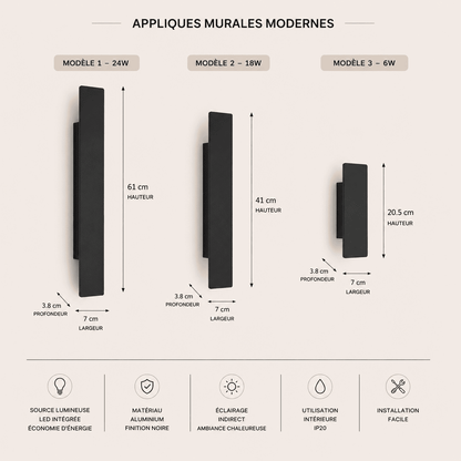 Applique murale Extérieur intérieur aluminium rectangle IP65, Double éclairage | LED étanche, Jardin façade balcon