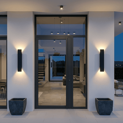 Applique murale Extérieur intérieur aluminium rectangle IP65, Double éclairage | LED étanche, Jardin façade balcon