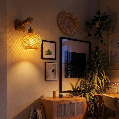 Applique murale bambou & bois, intérieur | Design japonais rétro