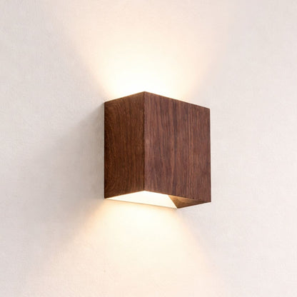 Applique murale bois noyer — Double faisceau haut-bas LED