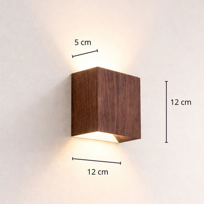 Applique murale bois noyer — Double faisceau haut-bas LED