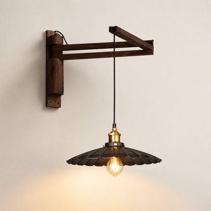 Applique murale bois pour intérieur | Bras pivotant & abat jour métal