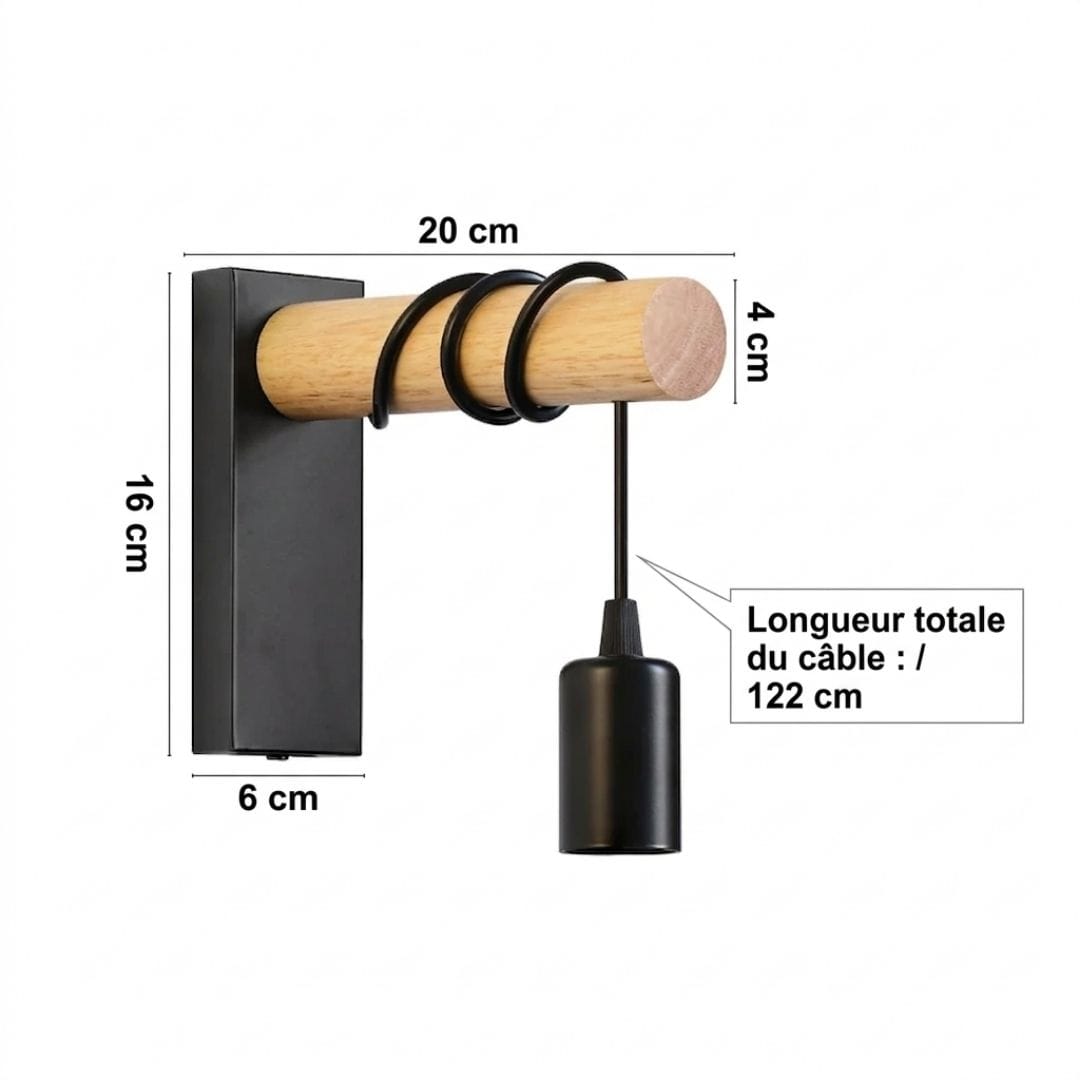 Applique murale industrielle bois rétro | Loft LED