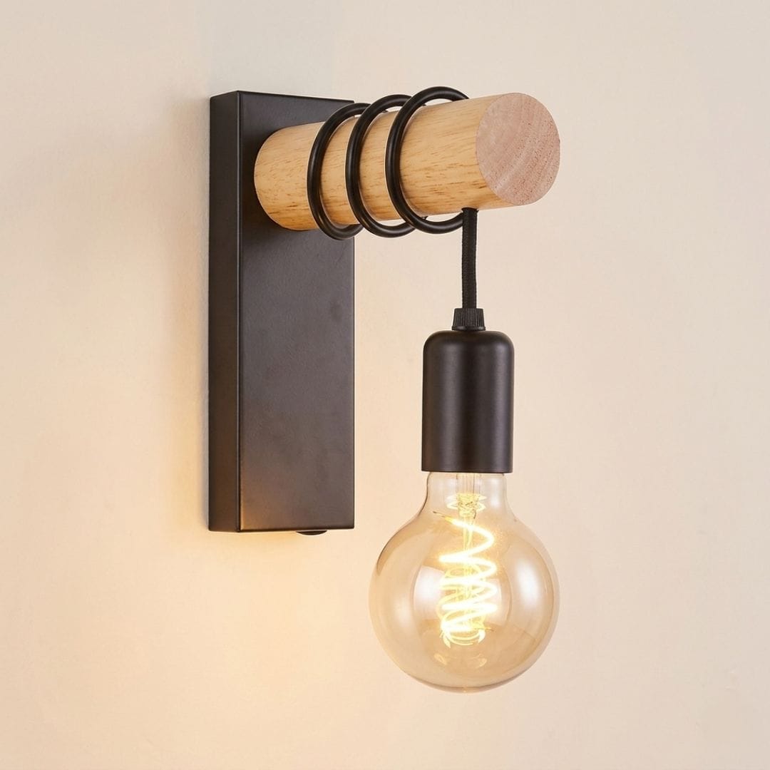 Applique murale bois intérieur rétro | Design industriel loft LED