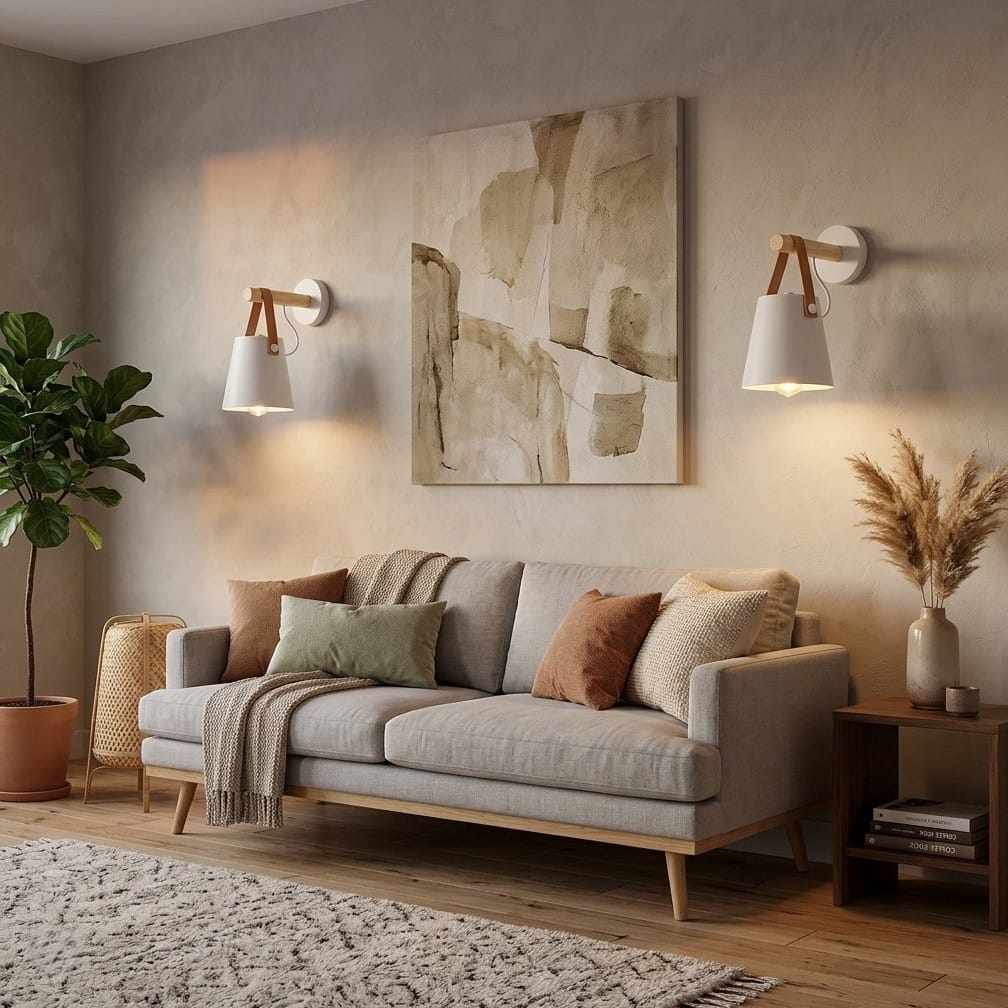 Applique murale intérieur Scandinave, bois naturel | Câblage apparent