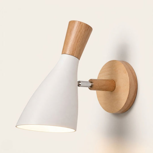 Applique murale métal et bois — Abat-jour réglable haut-bas