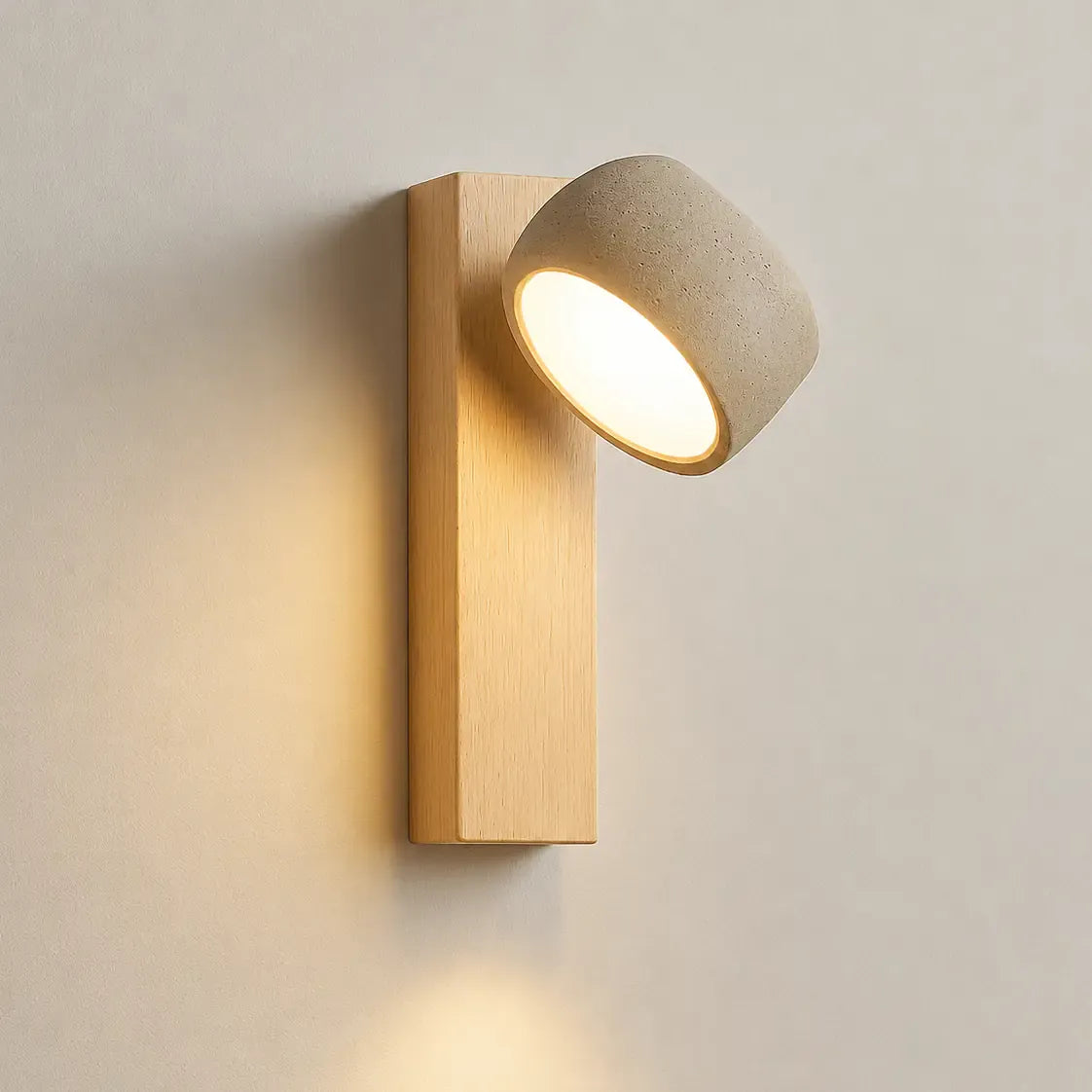 Applique murale naturelle LED en travertin, bois de noyer 