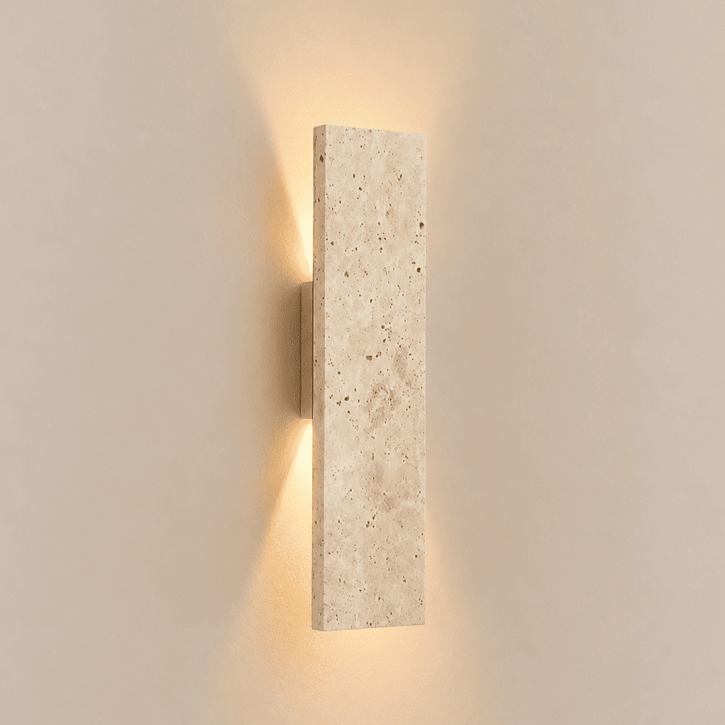 Applique murale pierre naturelle rectangle LED IP65 | Double éclairage | Extérieur intérieur étanche | Jardin façade, balcon