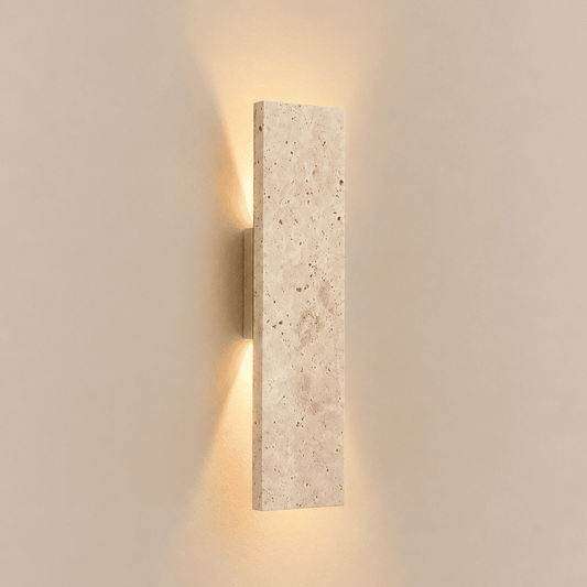 Applique murale pierre naturelle rectangle LED IP65 | Double éclairage | Extérieur intérieur étanche | Jardin façade, balcon