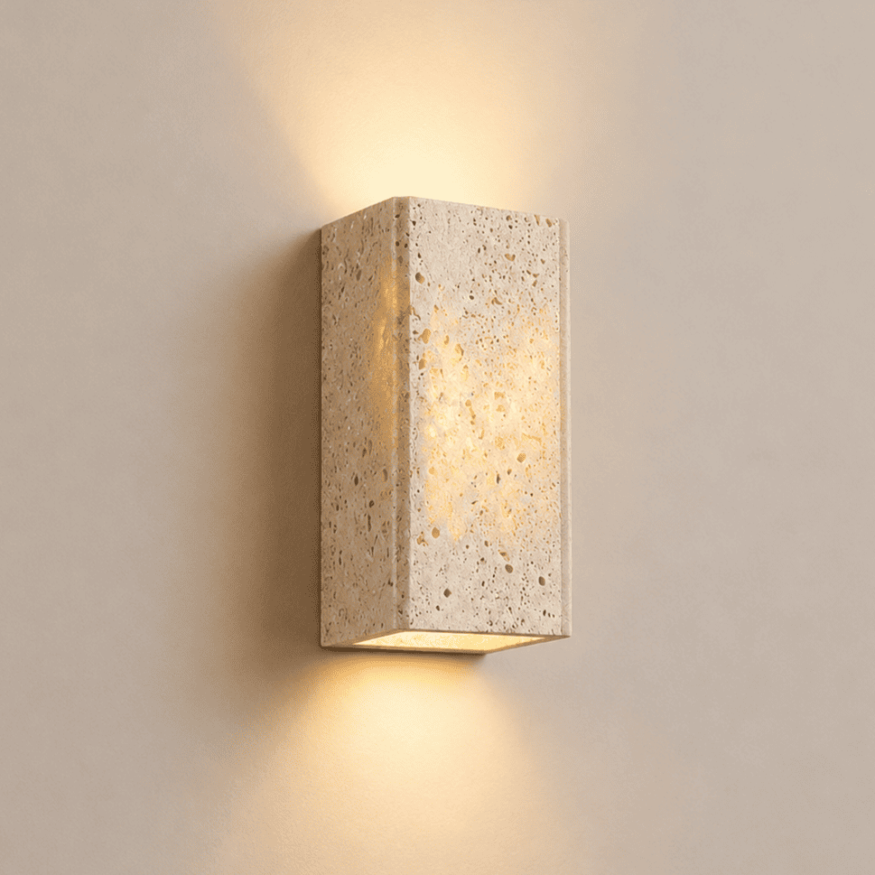 Applique murale pierre naturelle wabi-sabi, LED éclairage indirect | Chambre salon couloir intérieur