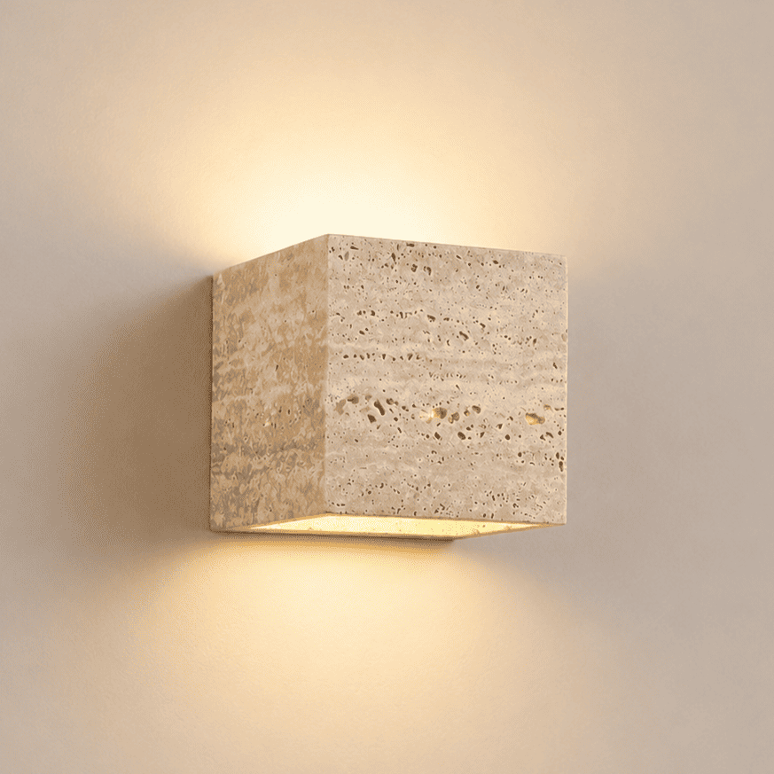 Applique murale pierre naturelle wabi-sabi, LED éclairage indirect | Chambre salon couloir intérieur