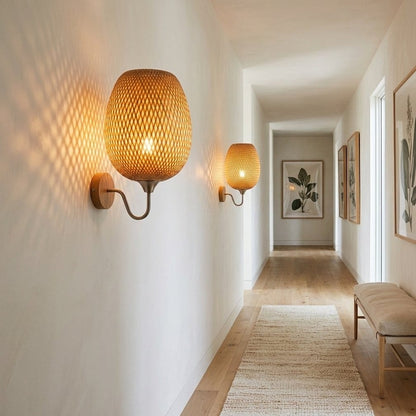 Applique murale rotin & bambou tressé | Intérieur bohème naturel