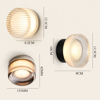 Applique murale ronde verre côtelé, LED | Chambre salle de bain intérieur