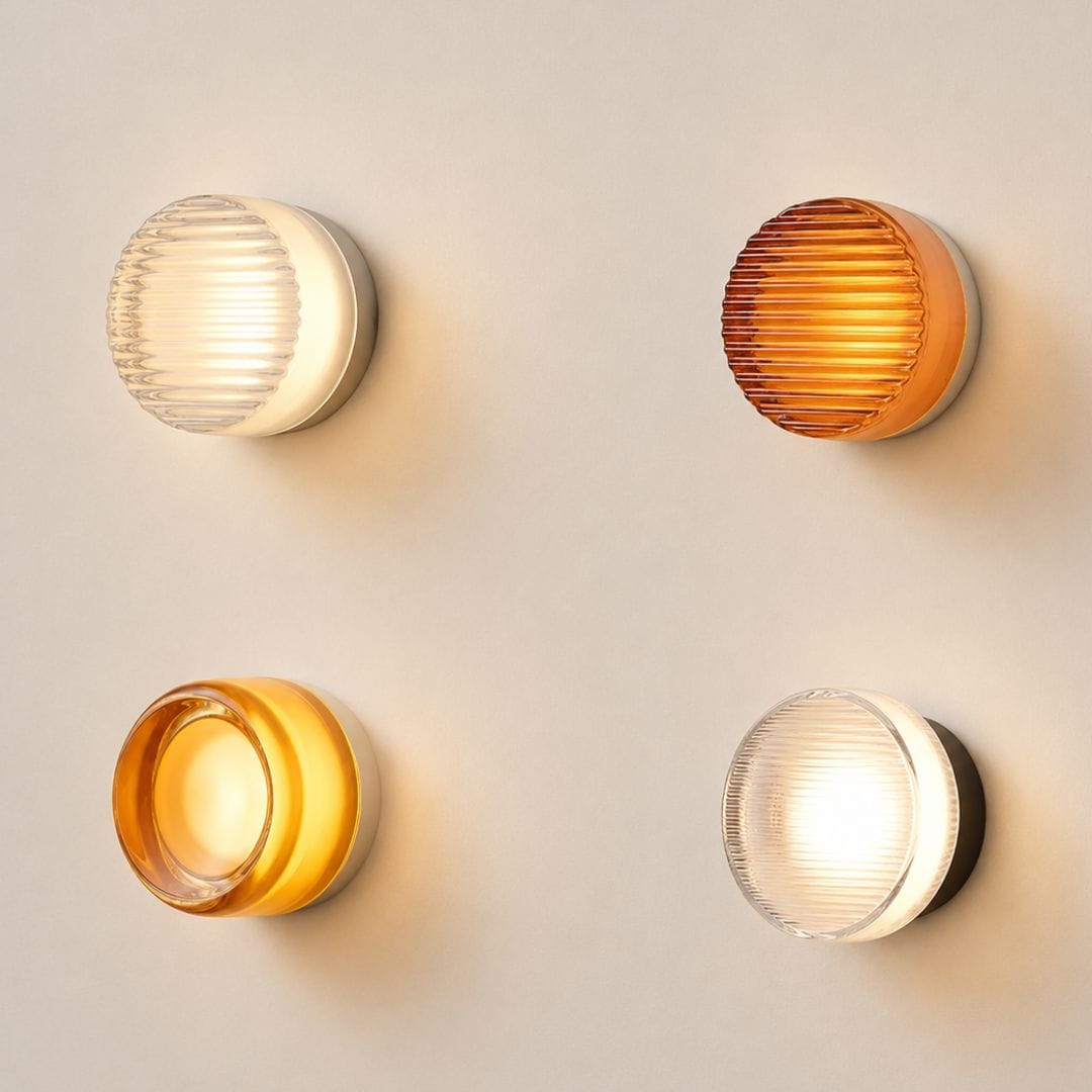 Applique murale ronde verre côtelé, LED | Chambre salle de bain intérieur