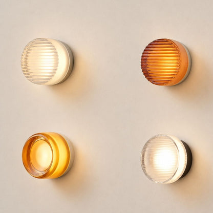 Applique murale ronde verre côtelé, LED | Chambre salle de bain intérieur