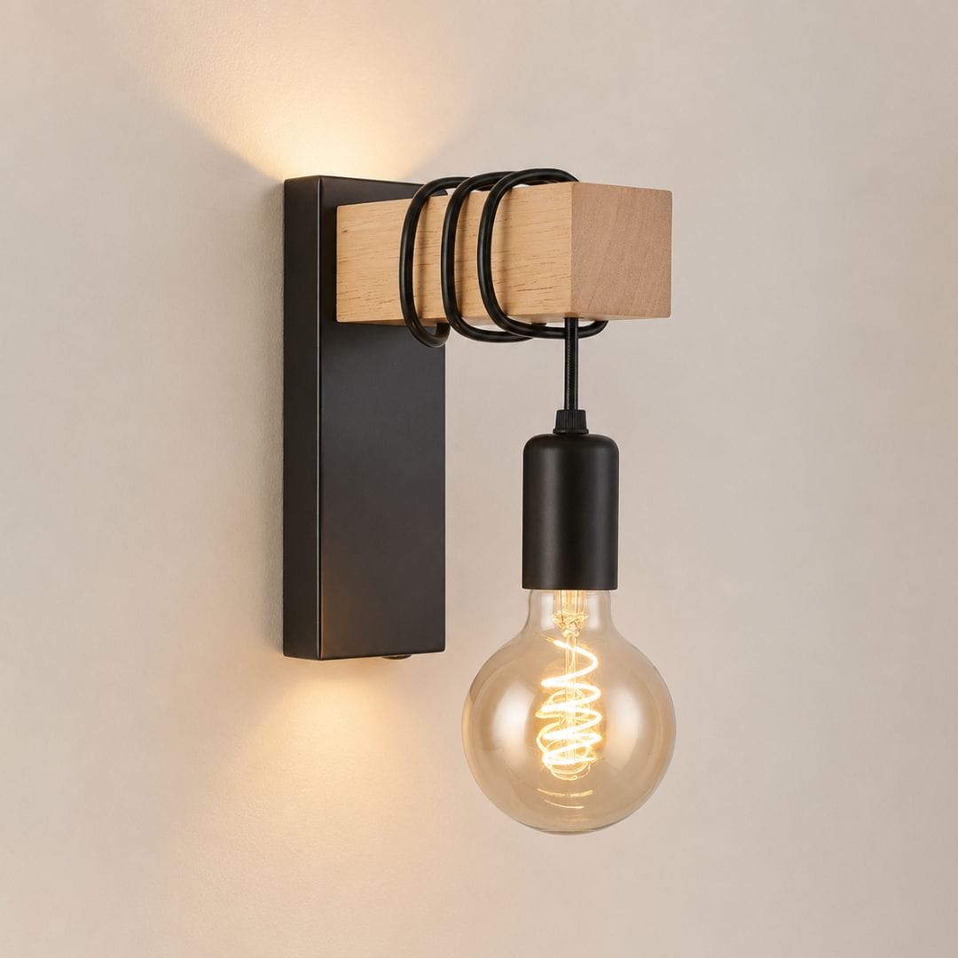 Applique murale bois intérieur rétro | Design industriel loft LED