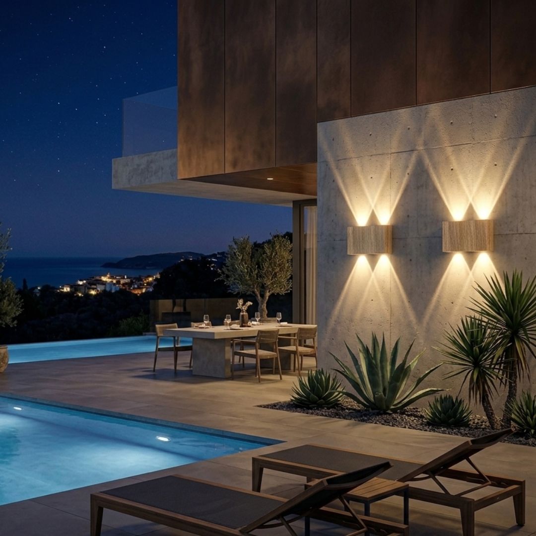 Applique murale pierre naturelle claire, LED | Extérieur et Intérieur