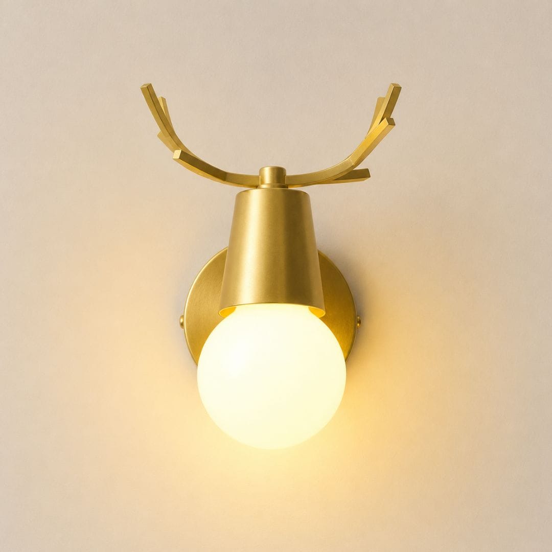 Applique murale dorée, Chambre enfant, Ramure cerf métal, | Intérieur nordique