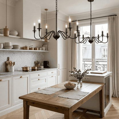 Lustre chandelier, suspension métal de style américain vintage | Salon salle à manger intérieur