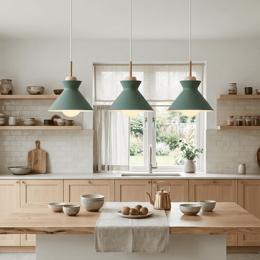 Suspension bois métal, Abat-jour conique scandinave | Salon chambre salle à manger Intérieur