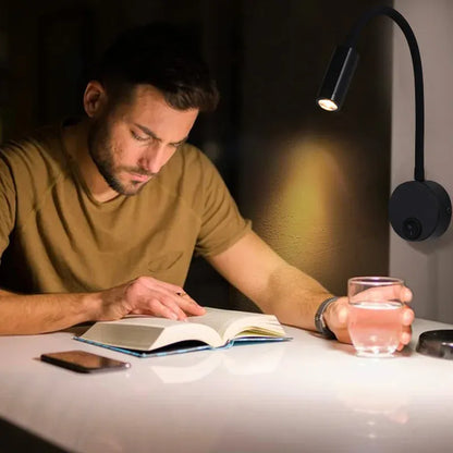 Applique murale LED orientable pour tête de lit, chambre, bureau | Liseuse col de cygne interrupteur intégré