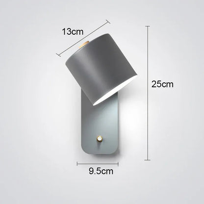 Applique murale spot métal | LED rotatif avec interrupteur | Liseuse chambre tête de lit intérieur nordique