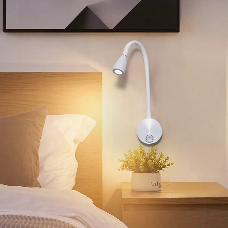 Applique murale LED orientable pour tête de lit, chambre, bureau | Liseuse col de cygne interrupteur intégré